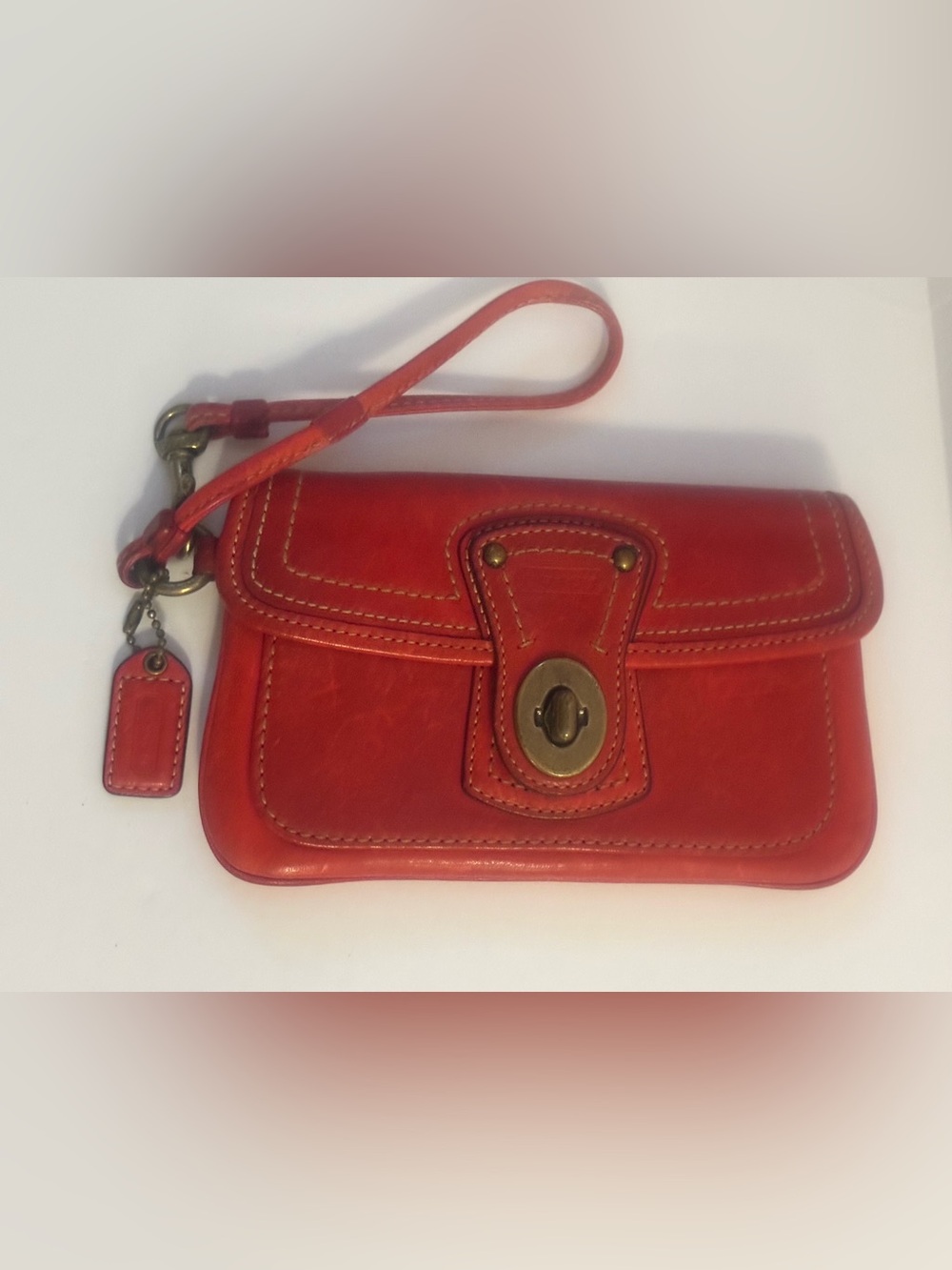 Coach Legacy Red Flap Leather 65th Anniversary Turnlock Clutch Wristlet LTD
